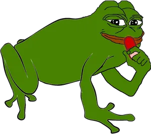 Pepethe Frog Eating Ice Cream PNG Image