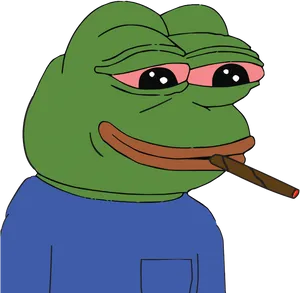 Pepethe Frog Smoking Cigar PNG Image