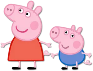 Peppaand George Pig Cartoon Characters PNG Image