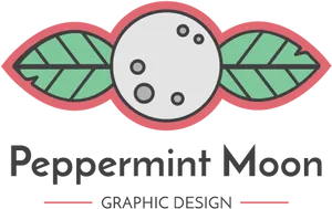 Peppermint Moon Graphic Design Logo PNG Image