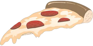 Pepperoni Pizza Slice Cartoon PNG Image