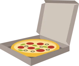 Pepperoni Pizzain Open Box PNG Image