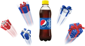 Pepsi Bottleand Gifts Graphic PNG Image