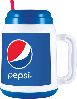 Pepsi Branded Insulated Mugwith Straw PNG Image