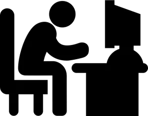 Person At Computer Icon PNG Image