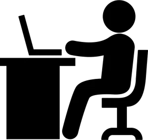 Person At Computer Outline PNG Image