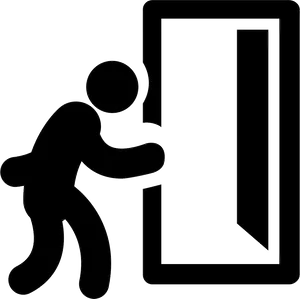 Person Exiting Through Door Silhouette PNG Image