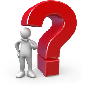 Person Pondering Red Question Mark PNG Image