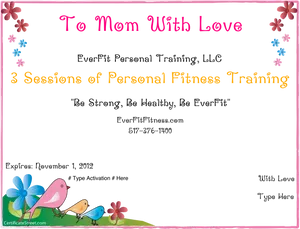 Personal Fitness Training Gift Certificatefor Mom PNG Image