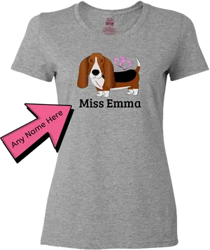 Personalized Basset Hound Tshirt Miss Emma PNG Image