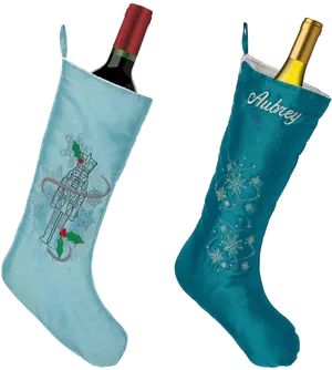 Personalized Christmas Stocking Wine Bottle Holders PNG Image