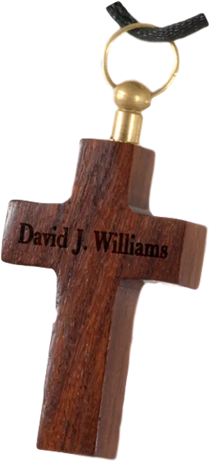 Personalized Wooden Cross Keychain PNG Image