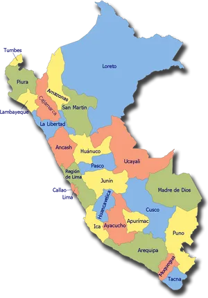 Peru Administrative Divisions Map PNG Image