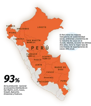 Peru Cacao Production Map PNG Image