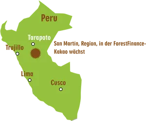 Peru Map Citiesand Cocoa Region PNG Image