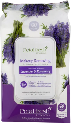 Petal Fresh Lavender Rosemary Makeup Removing Wipes Package PNG Image