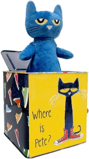 Pete The Cat Plush Toy In Box PNG Image