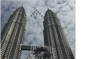 Petronas_ Towers_with_ Flying_ Jets PNG Image