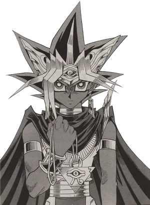 Pharaoh_ Atem_ Manga_ Portrait PNG Image