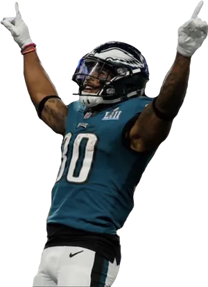 Philadelphia Eagles Player Celebrating Victory PNG Image