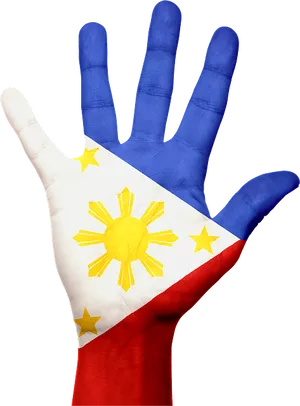 Philippine Flag Painted Hand PNG Image