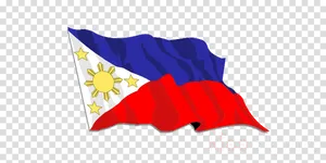 Philippine Flag Waving Transparent Background PNG Image