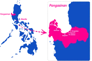 Philippines Map Highlighting Pangasinan PNG Image