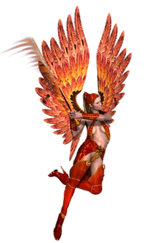 Phoenix Winged Fairy Archer PNG