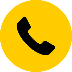 Phone Icon Yellow Circle Background PNG Image