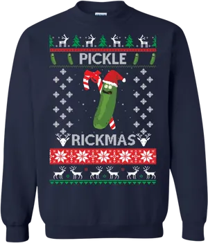 Pickle Rick Christmas Sweater PNG Image