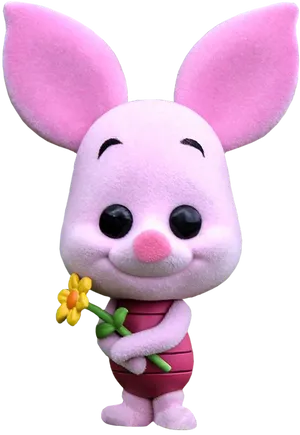 Piglet Holding Flower PNG Image