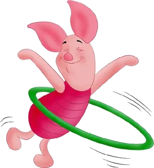 Piglet Hula Hooping Fun PNG Image