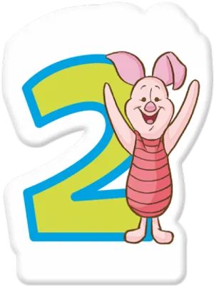 Piglet_ Number_2_ Birthday_ Sticker PNG Image