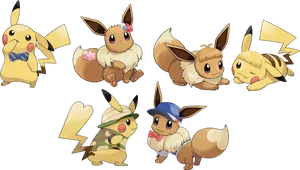 Pikachu_and_ Eevee_ Friends PNG Image