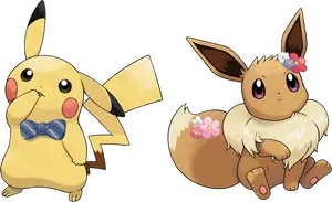 Pikachu_and_ Eevee_ Friends PNG Image