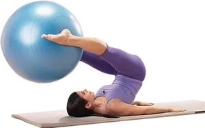 Pilates Ball Back Extension Exercise PNG Image