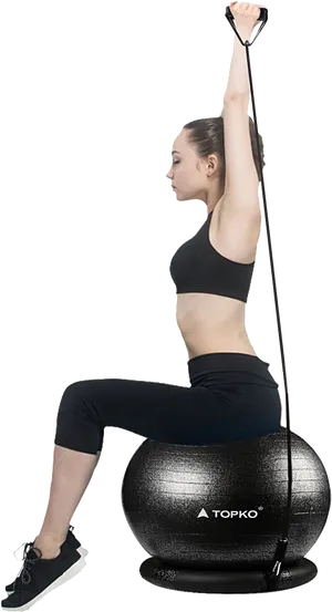 Pilates Ball Resistance Band Workout PNG Image