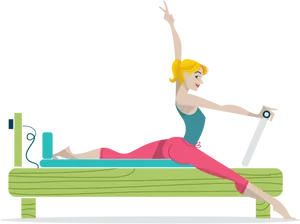 Pilates Reformer Exercise Illustration PNG Image