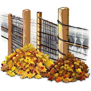 Pile Of Leaves By Fence Png Qtb PNG Image