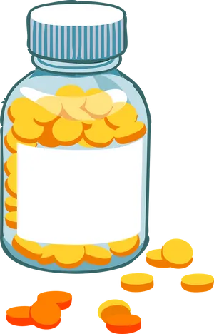 Pill Bottle With Blank Label PNG Image