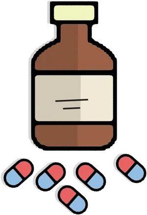 Pill Bottleand Capsules Illustration PNG Image