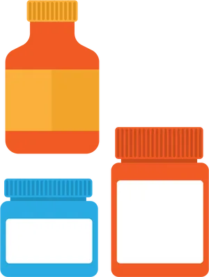 Pill Bottles Vector Illustration PNG Image