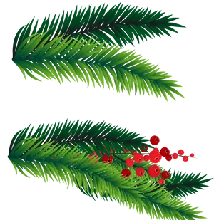 Pine Brancheswith Red Berries PNG Image