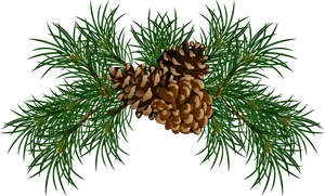 Pine Garland With Cones PNG Image