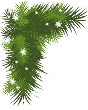 Pine Garland With Snowflakes PNG Image