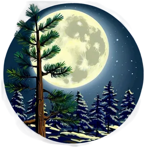 Pine Tree Moonlight Scene Png 16 PNG Image