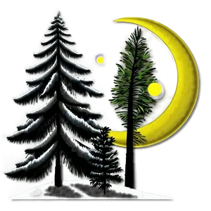 Pine Tree Moonlight Scene Png 61 PNG Image