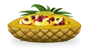 Pineapple Fruit Bowl Illustration PNG Image