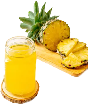 Pineapple Juiceand Fresh Fruit Slices PNG Image