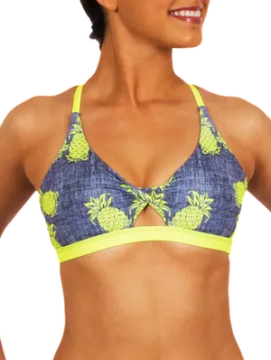 Pineapple Pattern Bikini Top PNG Image